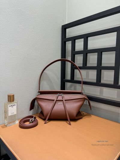 Loewe Whisker Handbag Glazed Calfskin Brown