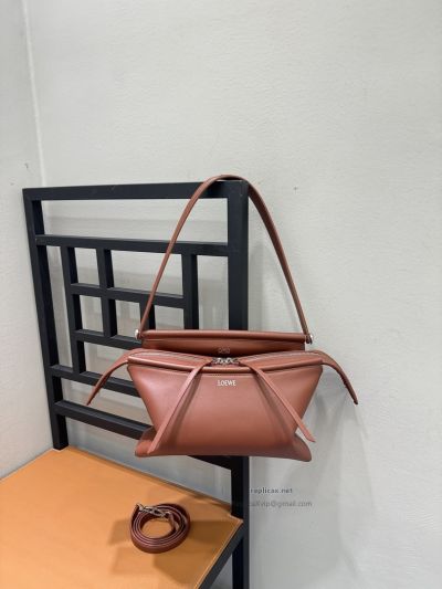 Loewe Whisker Handbag Glazed Calfskin Brown