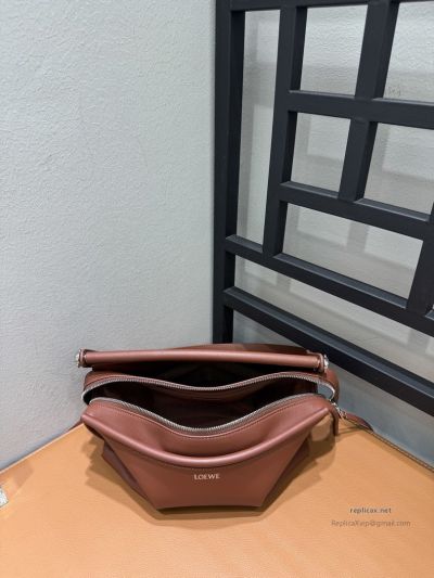 Loewe Whisker Handbag Glazed Calfskin Brown