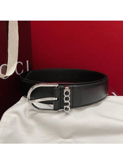 Gucci Logo Buckle Belt in Black