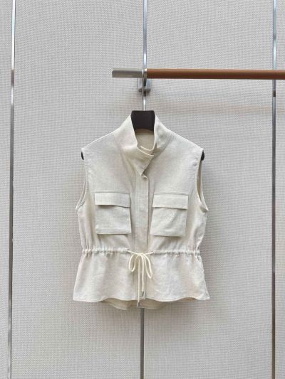 Loro Piana Embroidered Drawstring Coat in Beige