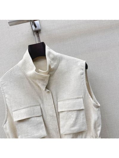 Loro Piana Embroidered Drawstring Coat in Beige
