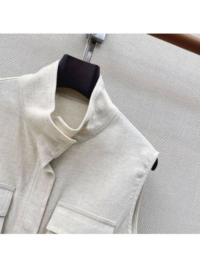 Loro Piana Embroidered Drawstring Coat in Beige