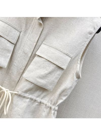 Loro Piana Embroidered Drawstring Coat in Beige