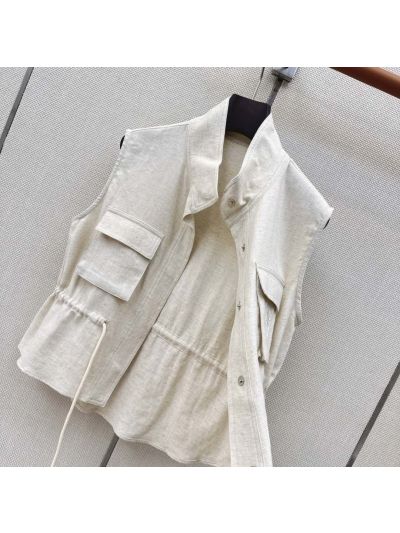 Loro Piana Embroidered Drawstring Coat in Beige