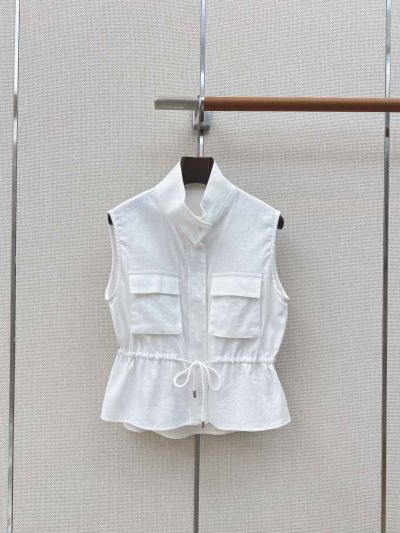 Loro Piana Embroidered Drawstring Coat in White