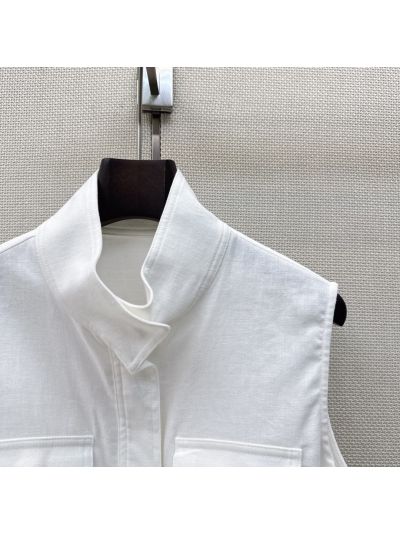 Loro Piana Embroidered Drawstring Coat in White