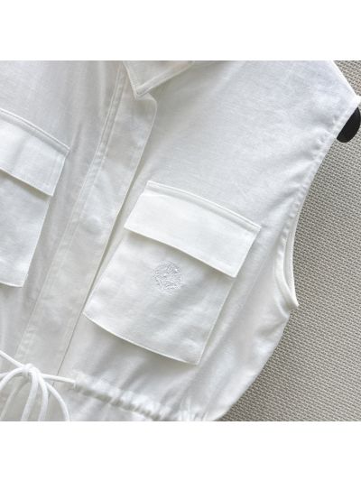 Loro Piana Embroidered Drawstring Coat in White