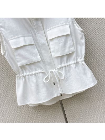Loro Piana Embroidered Drawstring Coat in White