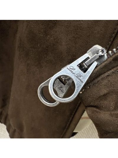 Loro Piana Plaid Leather Coat in Brown