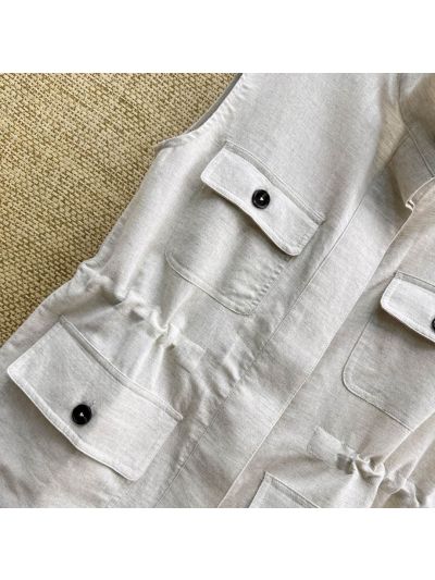 Loro Piana Stand Collar Sleeveless Set in White