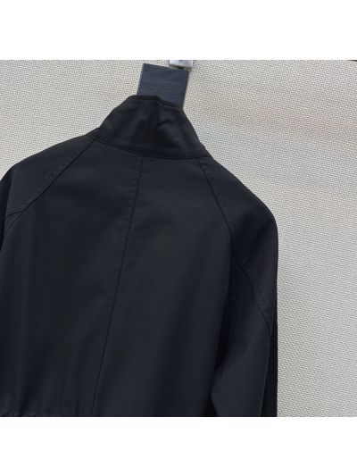 Loro Piana Turn-Down Collar Button-Front Coat in Navy