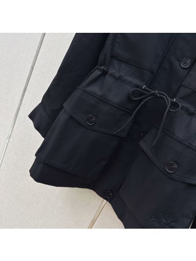 Loro Piana Turn-Down Collar Button-Front Coat in Navy