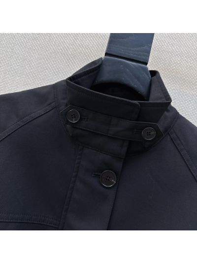 Loro Piana Turn-Down Collar Button-Front Coat in Navy