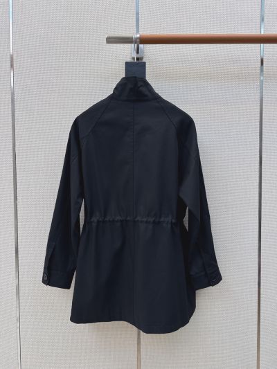 Loro Piana Turn-Down Collar Button-Front Coat in Navy