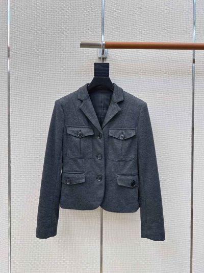 Loro Piana Turn-Down Collar Double-Breasted Coat in Navy
