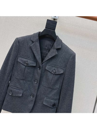 Loro Piana Turn-Down Collar Double-Breasted Coat in Navy