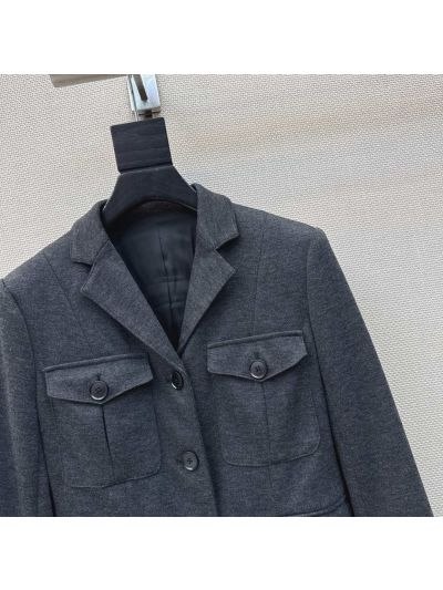 Loro Piana Turn-Down Collar Double-Breasted Coat in Navy