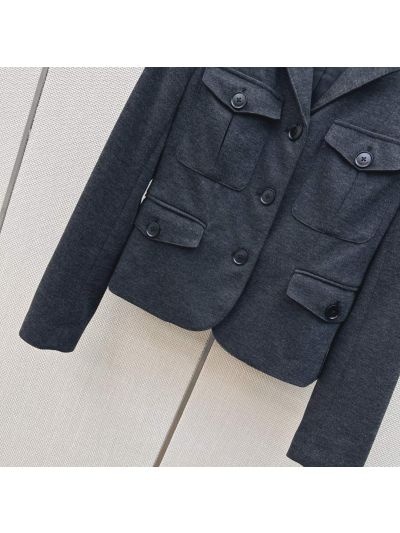 Loro Piana Turn-Down Collar Double-Breasted Coat in Navy