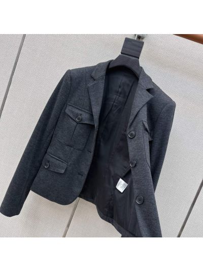 Loro Piana Turn-Down Collar Double-Breasted Coat in Navy