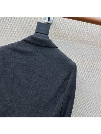 Loro Piana Turn-Down Collar Double-Breasted Coat in Navy