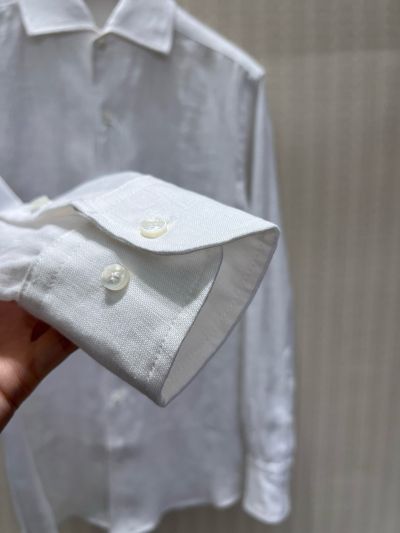 Loro Piana Turn-Down Collar Embroidered Shirt in White