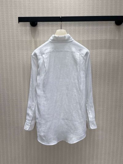 Loro Piana Turn-Down Collar Embroidered Shirt in White