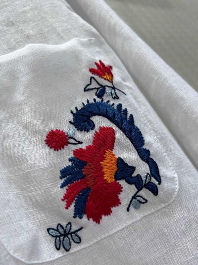 Loro Piana Turn-Down Collar Embroidered Shirt in White