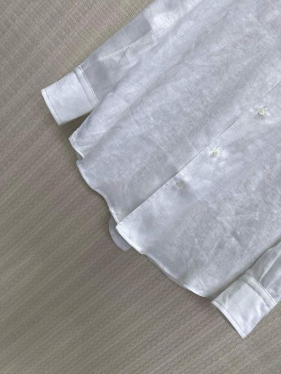 Loro Piana Turn-Down Collar Embroidered Shirt in White
