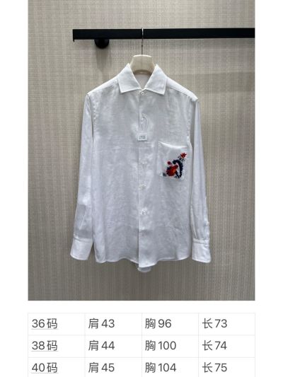 Loro Piana Turn-Down Collar Embroidered Shirt in White