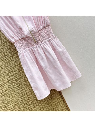 Loro Piana Turn-Down Collar Sleeveless Dress in Pink