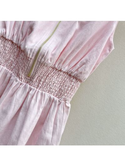 Loro Piana Turn-Down Collar Sleeveless Dress in Pink