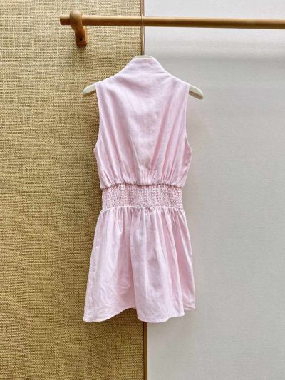 Loro Piana Turn-Down Collar Sleeveless Dress in Pink