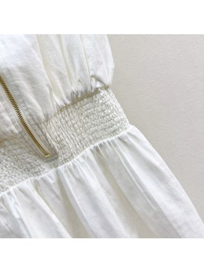 Loro Piana Turn-Down Collar Sleeveless Dress in White