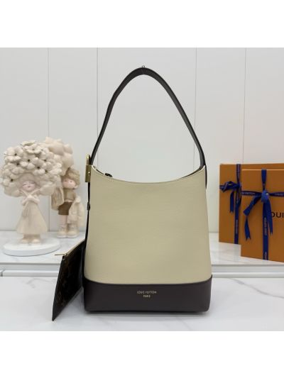 Louis Vuitton Beige and Black Single-Handle Bucket Bag