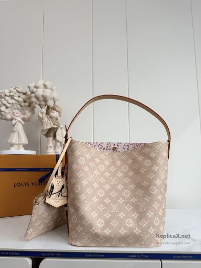 Louis Vuitton Beige and Cream Monogram Shoulder Tote Premium