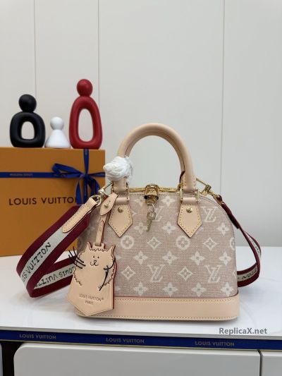 Louis Vuitton Alma BB Beige Monogram Dome Bag with Tan Trim M25728