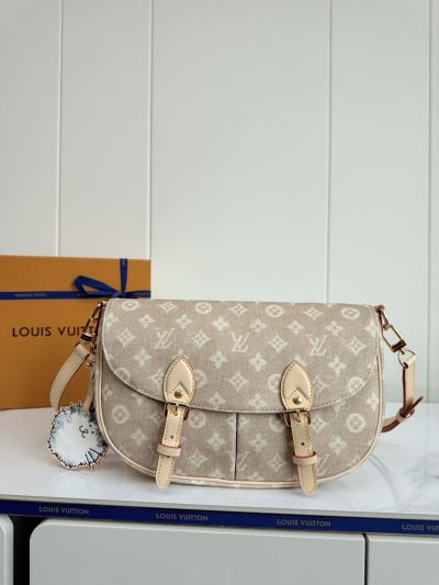 Louis Vuitton Beige Monogram Double-Buckle Flap Bag