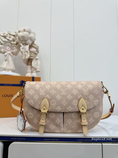 Louis Vuitton Beige Monogram Double Buckle Flap Shoulder Bag Premium