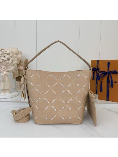 Louis Vuitton Beige Stitch-Pattern Bucket Bag