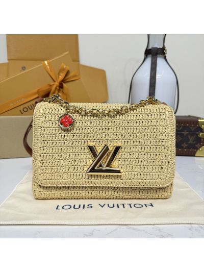 Louis Vuitton Beige Woven-Look Turn-Lock Shoulder Bag
