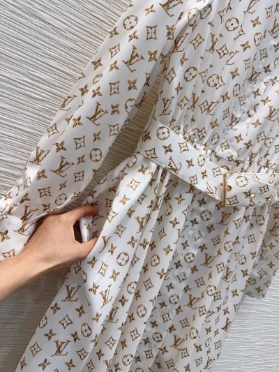 Louis Vuitton Belted Monogram Dress in White