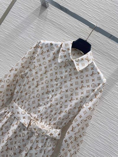 Louis Vuitton Belted Monogram Dress in White