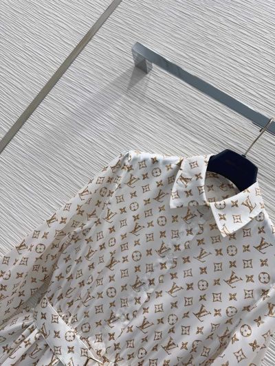 Louis Vuitton Belted Monogram Dress in White