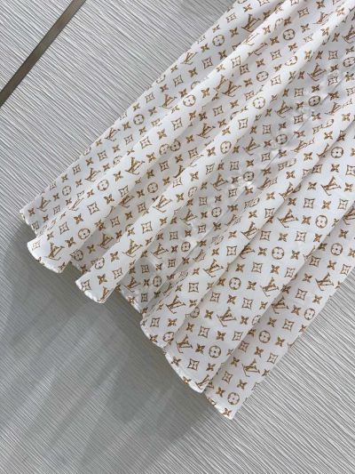 Louis Vuitton Belted Monogram Dress in White