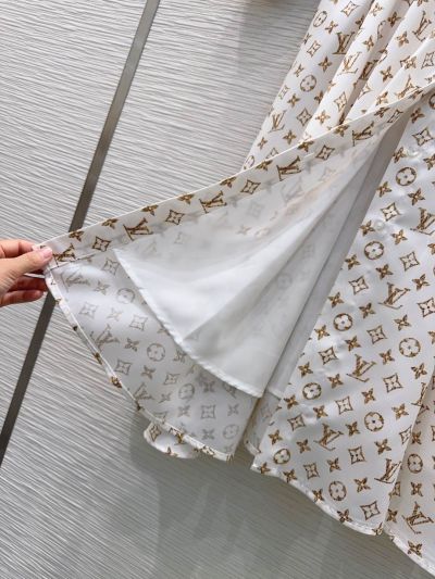 Louis Vuitton Belted Monogram Dress in White