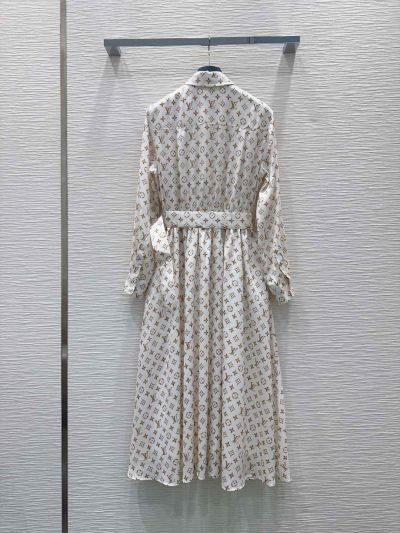 Louis Vuitton Belted Monogram Dress in White