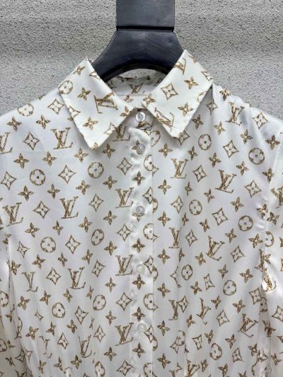 Louis Vuitton Belted Monogram Dress in White