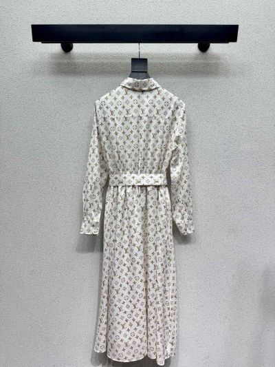 Louis Vuitton Belted Monogram Dress in White