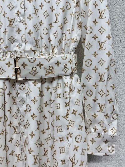 Louis Vuitton Belted Monogram Dress in White